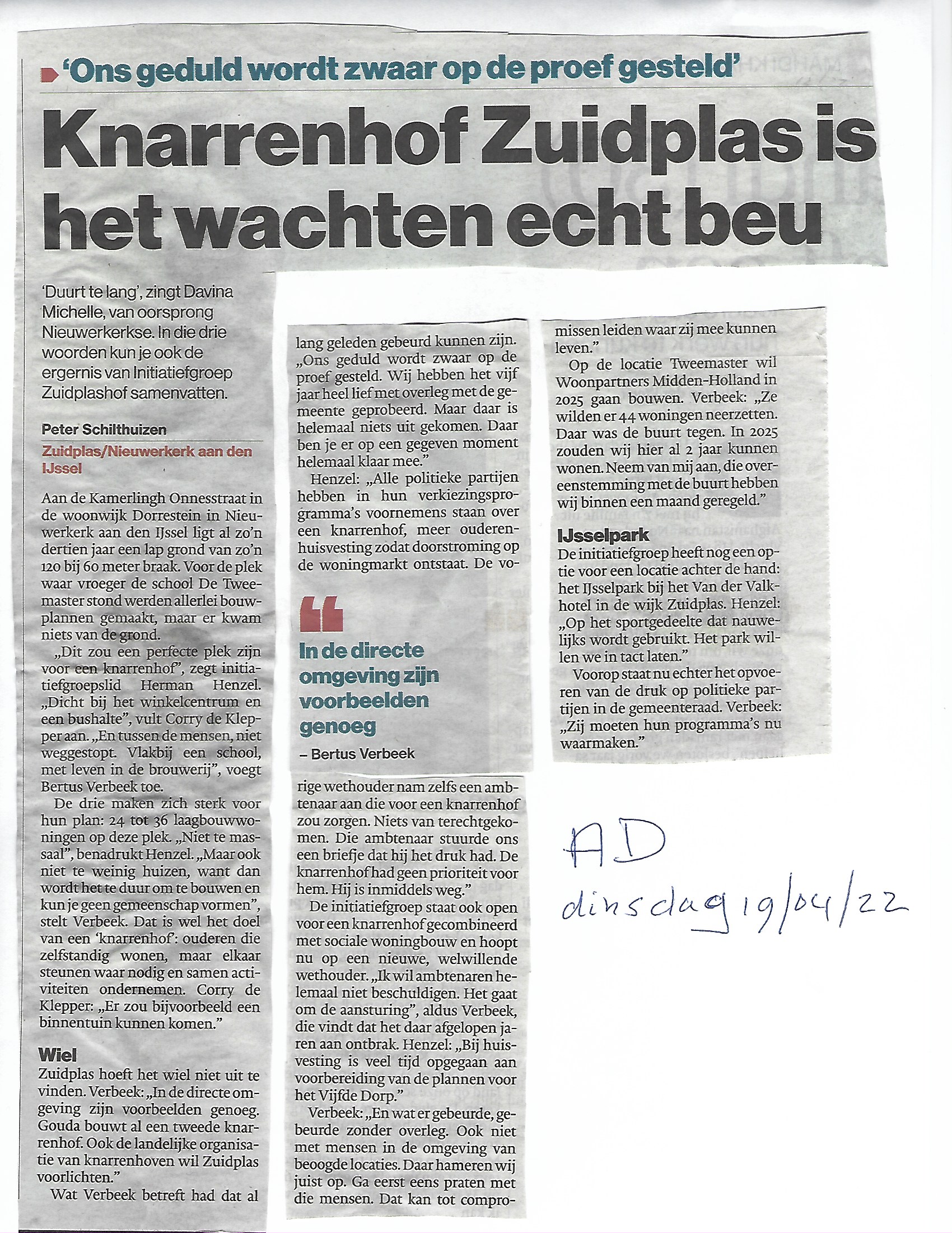 Algemeen Dagblad artikel, 19 april 2022