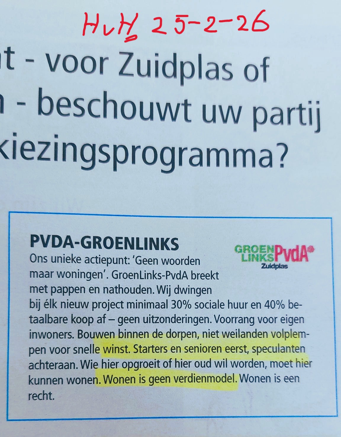 Hart van Holland, GroenLinks-PvdA, 25 februari 2026